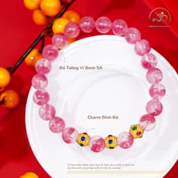 Ngọc Đan Tâm - Vòng Tay Đá Tường Vi 8mm 5A Phối Charm Tròn Đính Đá 3 Màu - Mệnh Hoả & Mệnh Thổ 2