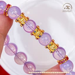 Ngọc Đan Tâm - Vòng Tay Thạch Anh Tím Sao Vip 9-10mm 5A Phối Charm Trống - Mệnh Hoả & Mệnh Thổ 3