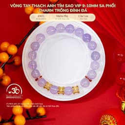 Ngọc Đan Tâm - Vòng Tay Thạch Anh Tím Sao Vip 9-10mm 5A Phối Charm Trống - Mệnh Hoả & Mệnh Thổ 1