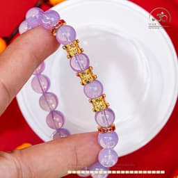 Ngọc Đan Tâm - Vòng Tay Thạch Anh Tím Sao Vip 9-10mm 5A Phối Charm Trống - Mệnh Hoả & Mệnh Thổ 4