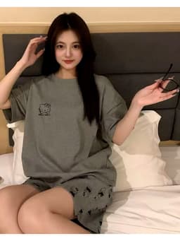 Sét Bộ Kitty Phiên Bản Cộc Tay Quần Đùi Nữ , Bộ Đồ Ngắn Tay Mùa Hè Form Rộng Phong Cách Mới 2