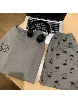 Sét Bộ Kitty Phiên Bản Cộc Tay Quần Đùi Nữ , Bộ Đồ Ngắn Tay Mùa Hè Form Rộng Phong Cách Mới 6