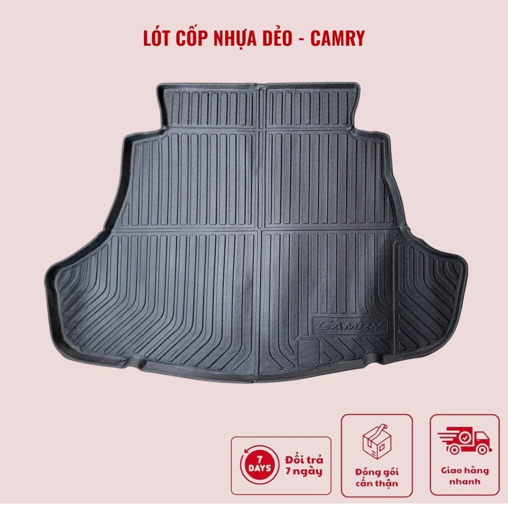 LÓT CỐP nhựa dẻo xe CAMRY 2019 2020 2021 2022 2023 2024 2025 hàng loại cao cấp theo xe, không cong vênh, dễ vệ sinh