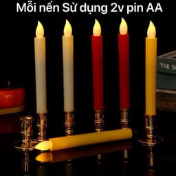 (1 Cặp) Nến Cây Điện Tử LED Dùng Pin AA Sáng Lâu (Đã Gồm Pin) 2