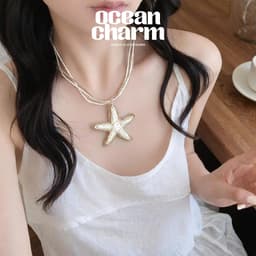 Vòng Cổ Nữ Sao Biển Xanh/Nâu – Dây Chuyền Đi Biển Phong Cách Y2K | Ocean Charm 2