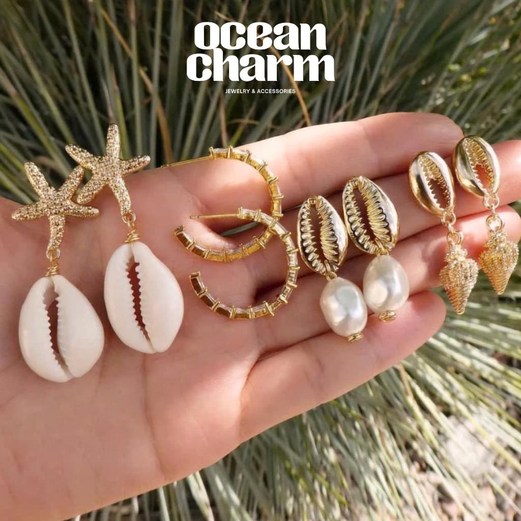 Bộ 4 Bông Tai/Khuyên Tai Vỏ Sò Vintage Bohemian - Quà Tặng Vibe Ocean Charm, Set Độc Đáo, Phong Cách Hàn Quốc