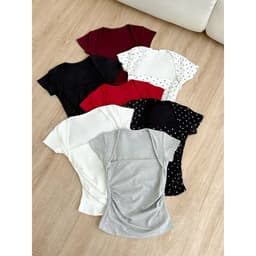 ÁO THUN CỘC TAY CỔ VUÔNG NHÚN EO TÔN DÁNG vải Cotton mịn mát mùa hè cho nữ m6038 6