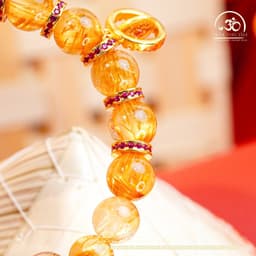 Ngọc Đan Tâm - Vòng Tay Thạch Anh Tóc Vàng Đồng Trục Vip 9mm Phối Charm - Mệnh Kim & Mệnh Thổ 5
