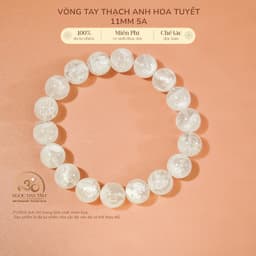 Ngọc Đan Tâm - Vòng Tay Thạch Anh Hoa Tuyết 11mm 5A - Mệnh Kim & Mệnh Thuỷ 1