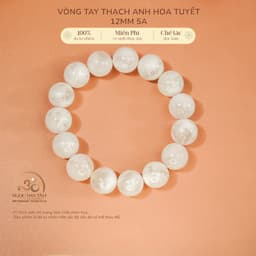 Ngọc Đan Tâm - Vòng Tay Thạch Anh Hoa Tuyết 12mm 5A - Mệnh Kim & Mệnh Thuỷ 1