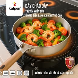 Chảo Inox 304 Kalpen Shield TS Thiết Giáp Nguyên Khối Chống Dính Nano Titanium Có Nắp Kính 20-28cm 5