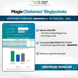 Viên bổ sung Magie AMAGAIN sử dụng Chelamax® Magie Bisglycinate (Mỹ) - phân phối bởi Fresheen Healthh 5