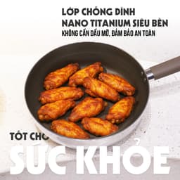 Chảo Inox 304 Kalpen Shield TS Thiết Giáp Nguyên Khối Chống Dính Nano Titanium Có Nắp Kính 20-28cm 8