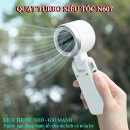 Quạt cầm tay tubor n607 pin 1200mah sử dụng 2-4h quạt 100 cấp gió, gấp gọn tiện lợi 3