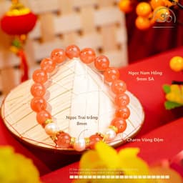 Ngọc Đan Tâm - Vòng Tay Ngọc Nam Hồng 9mm Phối Ngọc Trai Trắng 8mm - Mệnh Hoả & Mệnh Thổ 2