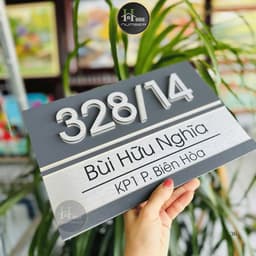 Biển Số Nhà Nền Ghi Sần Chữ Bạc Xước – Số Nổi 8mm Cao Cấp – Bảng Địa Chỉ Nhà Hiện Đại 2