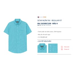Áo Sơ Mi Nam Ngắn Tay DGC - Dáng suông Regular, Tay Lơ Vê, Phù Hợp Nhiều Lứa Tuổi - SASNBC52M 8