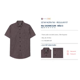 Áo Sơ Mi Nam Ngắn Tay DGC - Dáng suông Regular, Tay Lơ Vê, Phù Hợp Nhiều Lứa Tuổi - SASNBC52M 6