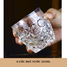 Bộ 6 cốc uống nước trái cây cốc ly cà phê cốc thủy tinh, họa tiết  bọt nước 320ml 2