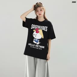 Áo Thun HY KORÉ Kittie SAIGONVIBES 3302 Form Rộng Localbrand Oversize Unisex Vải Cotton 75% Nam Nữ Mặc Đẹp 4