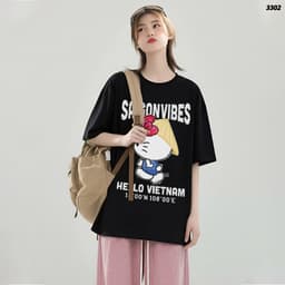 Áo Thun HY KORÉ Kittie SAIGONVIBES 3302 Form Rộng Localbrand Oversize Unisex Vải Cotton 75% Nam Nữ Mặc Đẹp 5