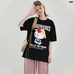 Áo Thun HY KORÉ Kittie SAIGONVIBES 3302 Form Rộng Localbrand Oversize Unisex Vải Cotton 75% Nam Nữ Mặc Đẹp 6