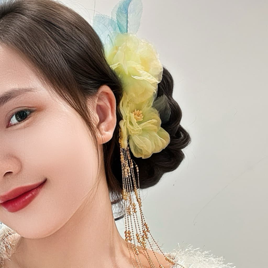 Kẹp hoa tua rua sang trọng tinh tế, kết hợp áo dài, cổ trang