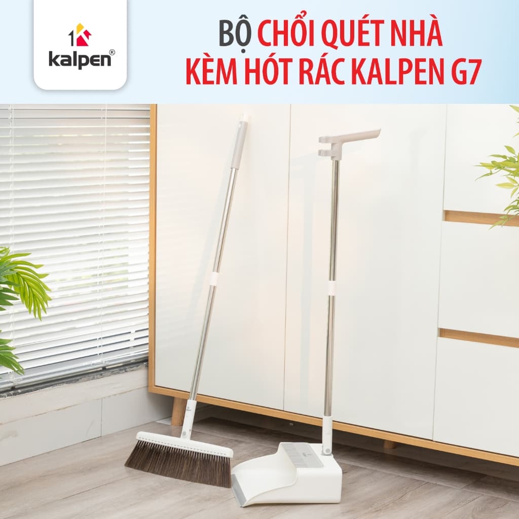 Bộ chổi quét nhà kèm hót rác Kalpen G7 gấp gọn dễ dàng, nhựa cứng cáp, chắc chắn - chính hãng