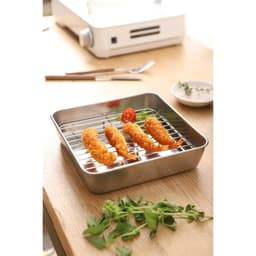 [HÀNG DÀY] Khay Nướng Kèm Vỉ size 20x20x5cm gác lọc dầu mỡ hình  Vuông Chất Liệu Inox 304 size 20x20x5cm 4