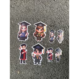 Banner CHIBI size to(15cm) tốt nghiệp cắm bó hoa trang trí bánh kem cực xinh 4