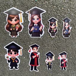 Banner CHIBI size to(15cm) tốt nghiệp cắm bó hoa trang trí bánh kem cực xinh 2