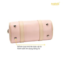 Túi đeo chéo da NATOLI, túi trống mini da chống nước nhiều ngăn thời trang BST Trendy Bowling Bag T37 9