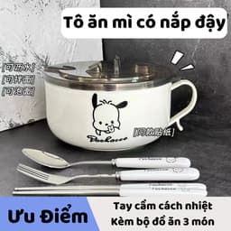 Bát Ăn Mì Inox 304 Có Tay Cầm Và Nắp Cách Nhiệt 900ml – Bát Úp Mì Chống Nóng, Tô Ăn Mì Tôm Cao Cấp Tiện Lợi 1