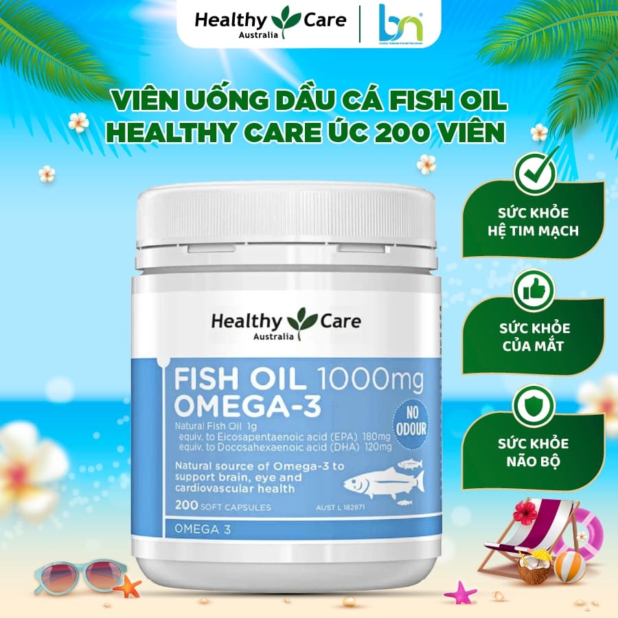 Viên uống dầu cá Omega 3 Healthy Care Fish Oil Hộp 400 viên