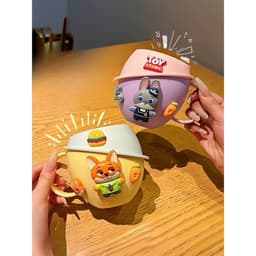 Cốc Đánh Răng Cho Bé Kèm Bàn Chải Hoạt Hình – Cốc Súc Miệng Có Nắp Chống Bụi, Bàn Chải Lông Mềm Cho Trẻ 6