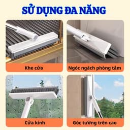 Cây Chà Sàn Nhà Tắm, Chổi Chà Sàn Và Gạt Nước Đa Năng 2 Trong 1, Chổi Cọ Nhà Vệ Sinh Dài 100cm EzHome 8