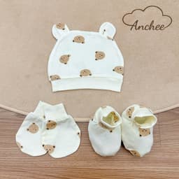 Set Mũ Bao Tay Bao Chân Cho Trẻ Sơ Sinh Vải Thun Peptit Mềm Mại – Bộ Phụ Kiện Giữ Ấm Cho Bé Sơ Sinh 7
