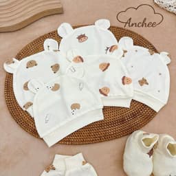 Set Mũ Bao Tay Bao Chân Cho Trẻ Sơ Sinh Vải Thun Peptit Mềm Mại – Bộ Phụ Kiện Giữ Ấm Cho Bé Sơ Sinh 2