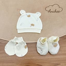 Set Mũ Bao Tay Bao Chân Cho Trẻ Sơ Sinh Vải Thun Peptit Mềm Mại – Bộ Phụ Kiện Giữ Ấm Cho Bé Sơ Sinh 3