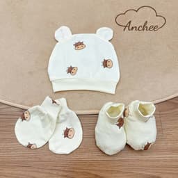 Set Mũ Bao Tay Bao Chân Cho Trẻ Sơ Sinh Vải Thun Peptit Mềm Mại – Bộ Phụ Kiện Giữ Ấm Cho Bé Sơ Sinh 6
