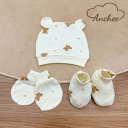 Set Mũ Bao Tay Bao Chân Cho Trẻ Sơ Sinh Vải Thun Peptit Mềm Mại – Bộ Phụ Kiện Giữ Ấm Cho Bé Sơ Sinh 5