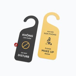 Thẻ dọn phòng, treo cửa khách sạn, homestay, resort 2 mặt song ngữ Anh Việt - PVC cán mờ, không bám vân tay, dáng móc 5