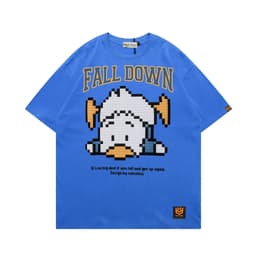 Áo Thun Vịt Fall Down 3178 Phom Rộng HY KOREA Vải Cotton 65/35 Co giãn Phù Hợp Nam Nữ Từ 35 Tới 80kg 3