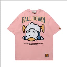 Áo Thun Vịt Fall Down 3178 Phom Rộng HY KOREA Vải Cotton 65/35 Co giãn Phù Hợp Nam Nữ Từ 35 Tới 80kg 7