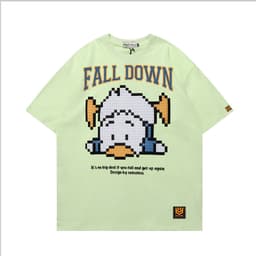 Áo Thun Vịt Fall Down 3178 Phom Rộng HY KOREA Vải Cotton 65/35 Co giãn Phù Hợp Nam Nữ Từ 35 Tới 80kg 6