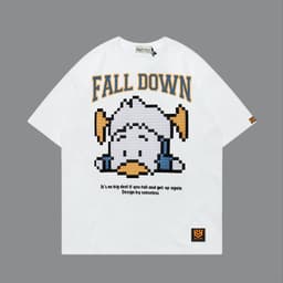 Áo Thun Vịt Fall Down 3178 Phom Rộng HY KOREA Vải Cotton 65/35 Co giãn Phù Hợp Nam Nữ Từ 35 Tới 80kg 2