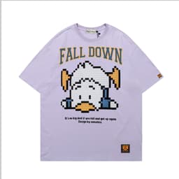 Áo Thun Vịt Fall Down 3178 Phom Rộng HY KOREA Vải Cotton 65/35 Co giãn Phù Hợp Nam Nữ Từ 35 Tới 80kg 9