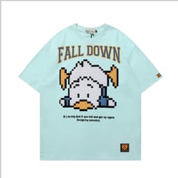 Áo Thun Vịt Fall Down 3178 Phom Rộng HY KOREA Vải Cotton 65/35 Co giãn Phù Hợp Nam Nữ Từ 35 Tới 80kg 4