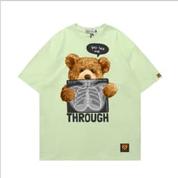 Áo Thun Bear THROUGH 3187 Phom Rộng HY KOREA Vải Cotton 65/35 Co giãn Phù Hợp Nam Nữ Từ 35 Tới 80kg 7