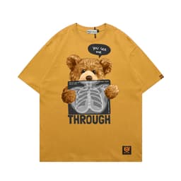 Áo Thun Bear THROUGH 3187 Phom Rộng HY KOREA Vải Cotton 65/35 Co giãn Phù Hợp Nam Nữ Từ 35 Tới 80kg 9
